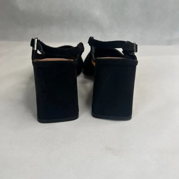 ASOS Design Black Velvet "Sydney" Slingback Pointed Toe Chunky Heel Sz 7 - Picture 4 of 9